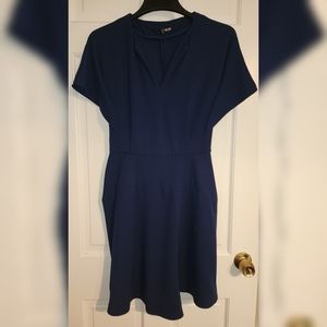 TIBI Faux Wrap Flutter Sleeve Navy Dress 8